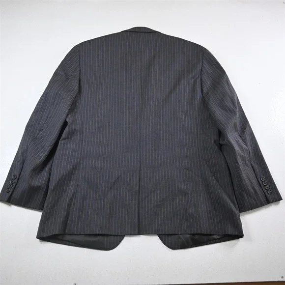 American Living 44R 34x30 Gray Striped 100% Wool Mens Jacket Pants Suit